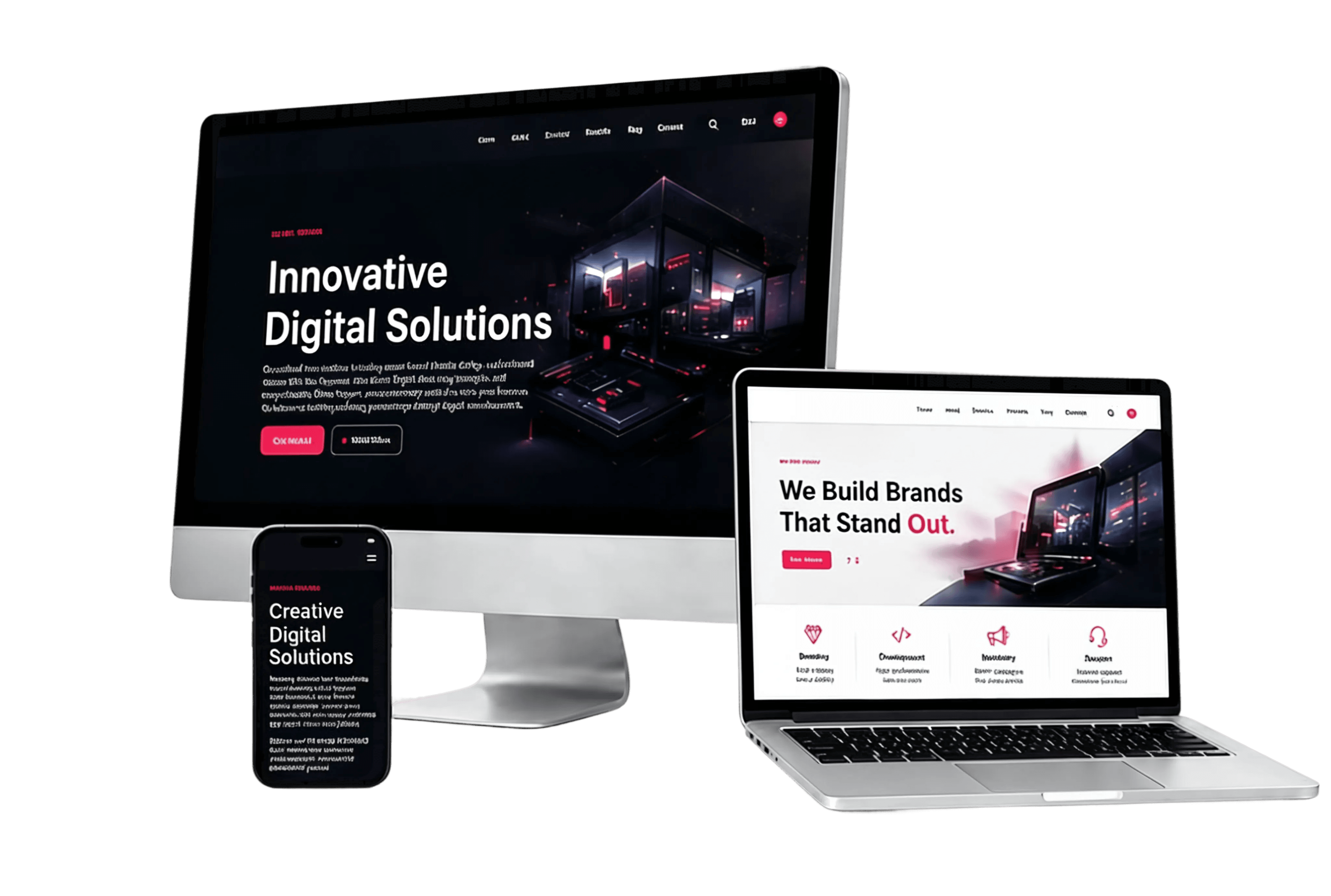 Rahane Media digital services shown across desktop, laptop and mobile devices